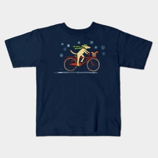 Cycling Dog and Squirrel | Cute Animals Holiday Kids T-Shirt